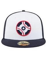New Era Men's White/Navy Indianapolis Indians Authentic Collection 59FIFTY Fitted Hat