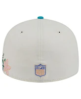 New Era Men's Cream/Aqua Miami Dolphins Tonal Floral 59FIFTY Fitted Hat