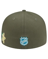 New Era Men's Olive Chicago Blackhawks Tonal Florals 59FIFTY Fitted Hat
