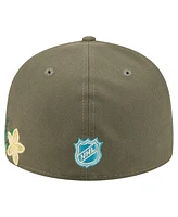 New Era Men's Olive Boston Bruins Tonal Florals 59FIFTY Fitted Hat