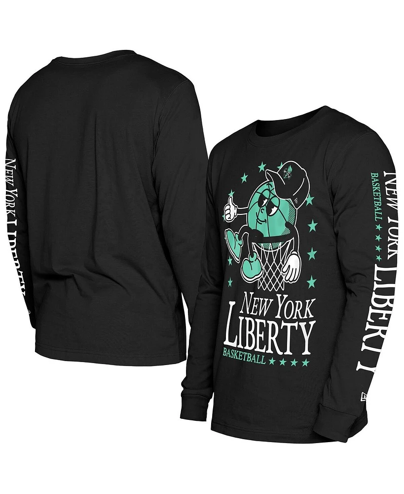 New Era Men's Black York Liberty Old School Sport Long Sleeve T-Shirt