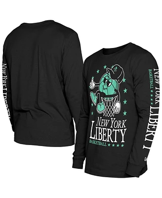 New Era Men's Black York Liberty Old School Sport Long Sleeve T-Shirt
