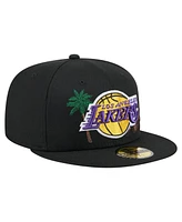New Era Men's Black Los Angeles Lakers State Stitch 59FIFTY Fitted Hat
