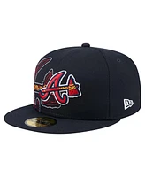 New Era Men's Navy Atlanta Braves Yarn Stitch 59FIFTY Fitted Hat