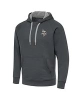 Antigua Men's Charcoal Minnesota Vikings Brushed Carbon Victory Pullover Hoodie
