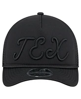 New Era Men's Black Texas Rangers City Initial 9FORTY A-Frame M-Crown Adjustable Trucker Hat