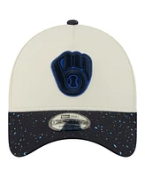 New Era Men's Cream Milwaukee Brewers Speckle A-Frame 9FORTY Adjustable Hat
