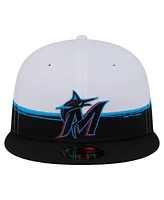 New Era Men's Black/White Miami Marlins Paint Stroke 59FIFTY Fitted Hat
