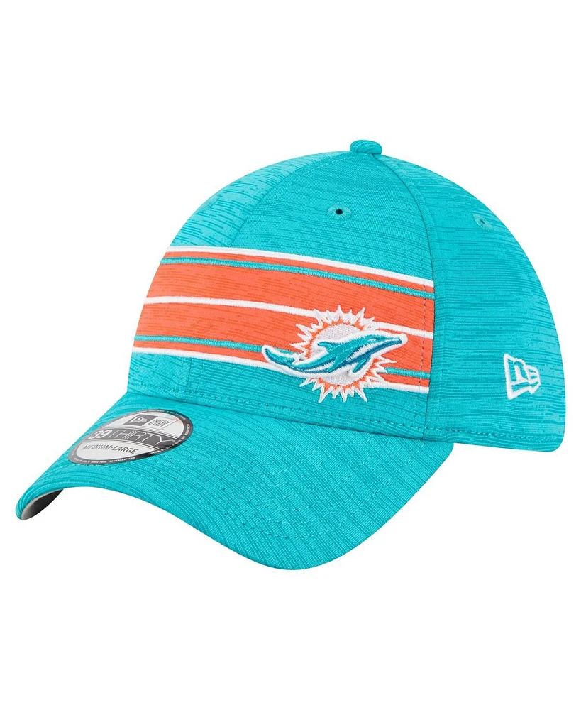 New Era Men's Aqua Miami Dolphins Stripes 39THIRTY Flex Hat