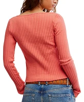 Free People Women's Button-Front Long-Sleeve Top