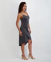 Siena Women's Sleeveless Cowlneck Bodycon Ruched Dress