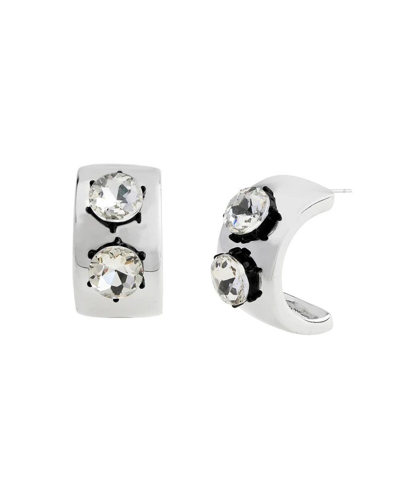 Steve Madden Faux Stone Punk Romance Hoop Earrings