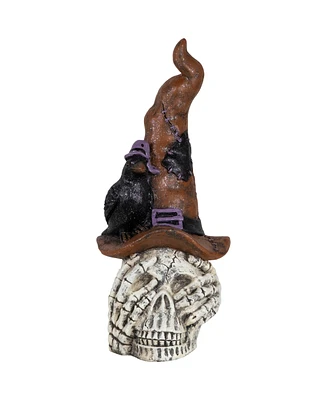 Northlight 22.75" Skull in Witch's Hat with Crow Halloween Decoration