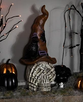 Northlight 22.75" Skull in Witch's Hat with Crow Halloween Decoration