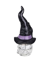 Northlight 22.75" Skull in Witch Hat with Cat Halloween Decoration