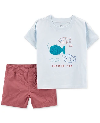Carter's Toddler Boys Fish Graphic T-Shirt & Woven Shorts, 2 Piece Set