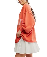 Free People Women's Drop-Shoulder V-Neck Graphic Top