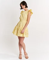 En Saison Women's Taylor Cotton Eyelet Fit & Flare Mini Dress