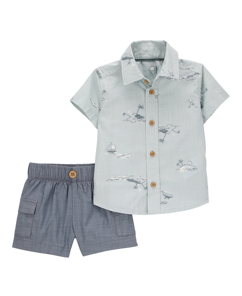 Carter's Baby Boys Cotton Button-Down Shirt & Shorts, 2 Piece Set