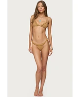 Edikted Women's Gilda Faux Suede Triangle Bikini Top