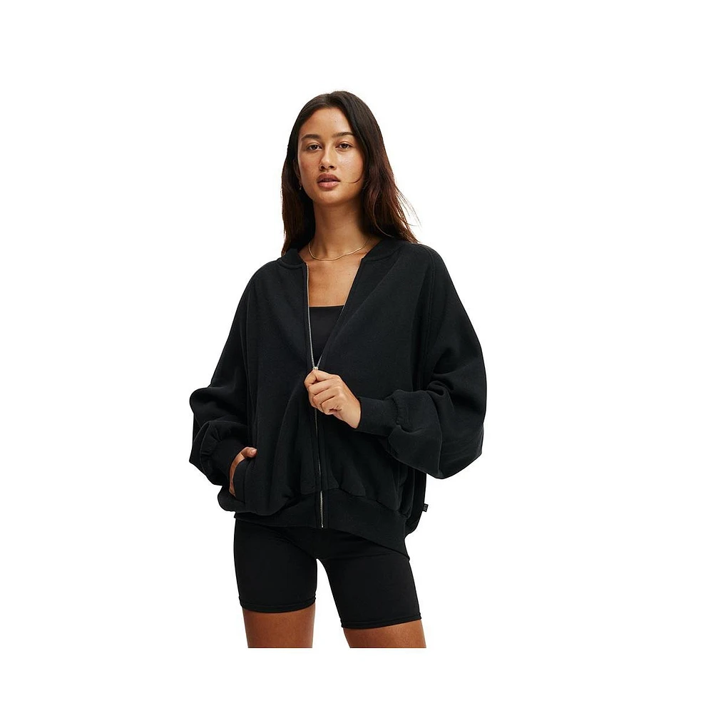 Cotton On Women's Active Plush Zip Through Bomber