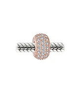 Bling Jewelry Sparkling Dome Crystal Bead Charm Rose Gold Plated Silver European Bracelet