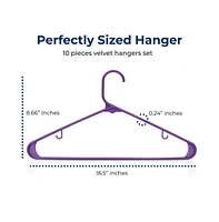 SereneLife 10 Pcs. Plastic Hangers - Non-Slip, Sturdy, and Heavy Duty Coat Set with 360° Swivel Hook for Clothes (Purple)