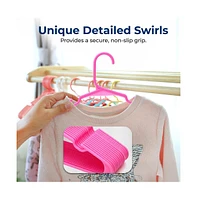 SereneLife 60 Pcs. Non-Slip Plastic Kids Hangers - Durable and Space-Saving Closet Organizers for Infants, Toddlers, and Kids' Clothing (Pink