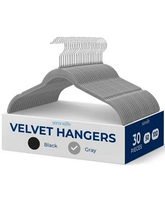 30 Piece Velvet Shirt Hangers Non Slip Sturdy Space Saving Heavy Duty Coat Set With 360 Xb0 Swivel Hook For Clothes Grey