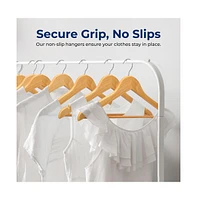 SereneLife 80-Pack Solid Wooden Hangers – Heavy Duty Natural Wood with 360° Swivel Hook, Shoulder Notches & Pants Bar – Space-Savin