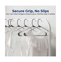 SereneLife 10 Pcs. Plastic Hangers - Non-Slip, Sturdy, and Heavy Duty Coat Set with 360° Swivel Hook for Clothes (Grey)