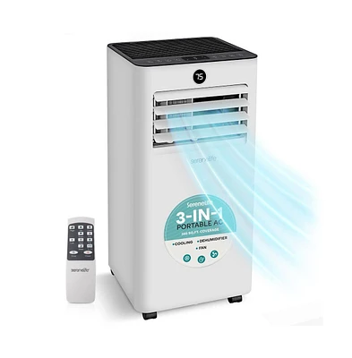 SereneLife Portable Air Conditioner - 8000 Btu (Ashrae) Compact Cooling Unit with Window Mount Kit for Home Use (White)
