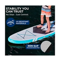 Free-Flow Welded Inflatable Kids Stand-Up Paddle-Board with Single-Action Hand Pump, 3-Shaft Aluminum Paddle (Black)