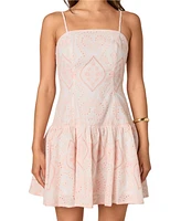 endless rose Women's Eyelet Drop Waist Mini Dress