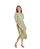 endless rose Women's All Over Lace Short Sleeves Midi Dress
