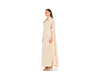 Amri Women's Strapless Column Dress With Detachable Cropped Cape Jacket
