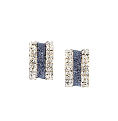 Sohi Women's Multicolour Embellished Racetrack Hoop Earrings