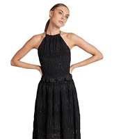 endless rose Women's Chiffon Gathered Sequins Halter Top