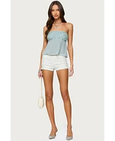 Edikted Women's Beadie Sheer Chiffon Strapless Top