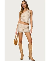 Edikted Womens Astrid Beaded Mini Skirt