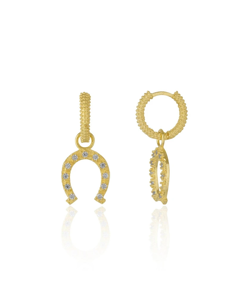 Spero London Gold Vermeil Hoop Sterling Silver Horseshoe Equestrian Earrings
