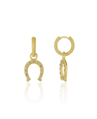 Spero London Gold Vermeil Hoop Sterling Silver Horseshoe Equestrian Earrings