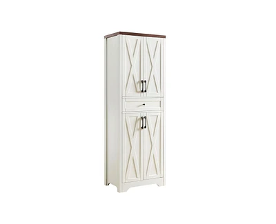 Casainc 68" White Freestanding Tall Kitchen Cabinet