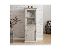 Tall Storage Kitchen Cabinet Freestanding Cabinet with Glass Door and Shelves