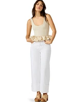 Steve Madden Women's Jess Mixed-Media Top