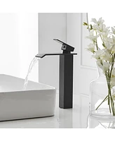 Greenspring Waterfall Single Hole Single Handle Bathroom Vessel Sink Faucet in Matte Black
