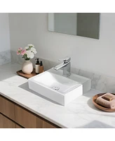 Aquaterior Wall Mount Ceramic Sink with Modern Bathroom Single Handle Faucet Chrome Combo