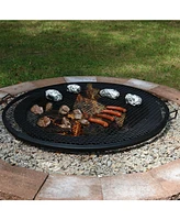 Sunnydaze Decor Outdoor Camping or Backyard Heavy-Duty Steel Round X-Marks Fire Pit Cooking Grilling Grate