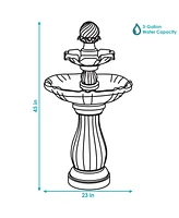 Sunnydaze Decor 45" H Outdoor Arcade 2-Tier Solar Water Fountain with Battery Backup and Led Light