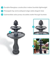 Sunnydaze Decor 46" H Outdoor 2-Tier Pineapple Solar Water Fountain with Battery Backup